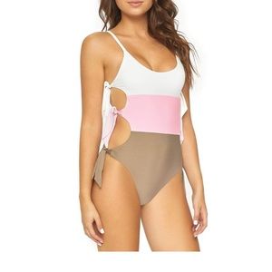 FINAL PRICE! NWOT Pilyq Champagne Side Tie Monokini Swimsuit S